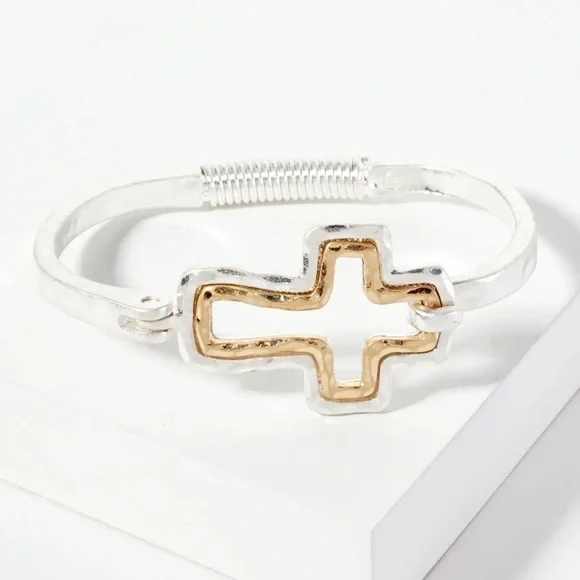 Bijou Gold and Silver Cross Bracelet - Picture 5 of 8